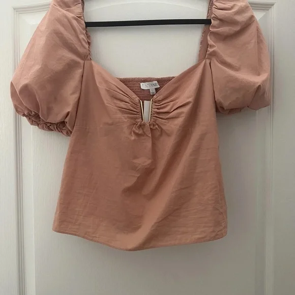 INTERMIX Blush Puff Sleeve Blouse L - Picture 5 of 7